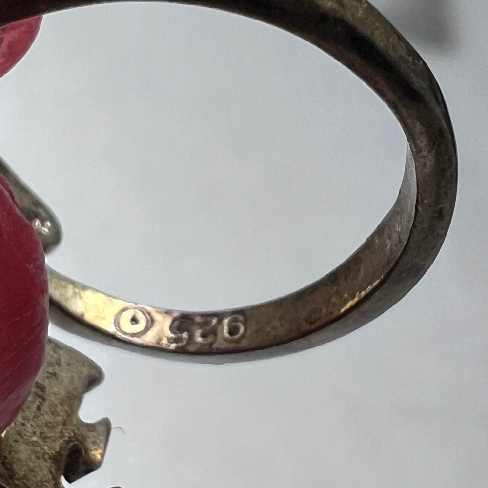 Sterling Silver‎ 925 Initial F Heart Bypass Ring Crystal Accents Size 6 Patina - Picture 6 of 6